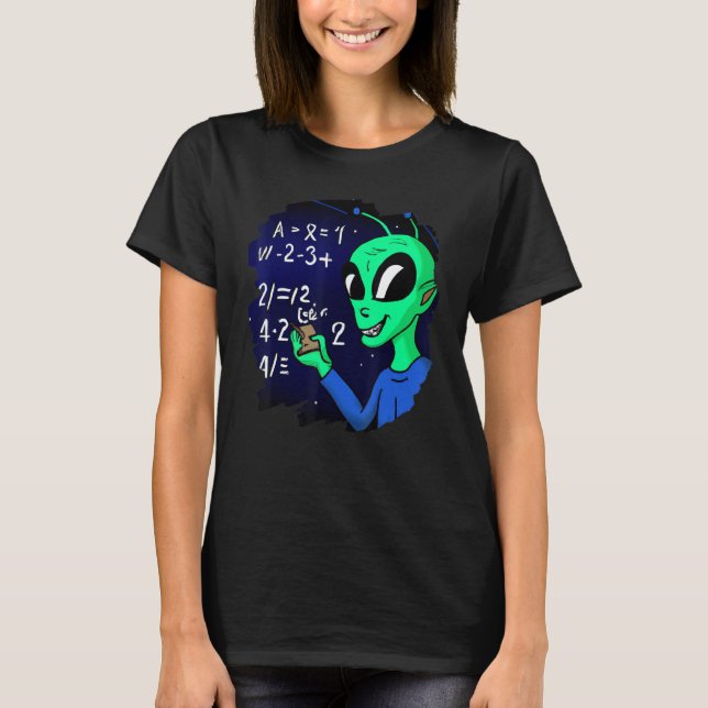 T-shirt Alien Studying Solving Math Science Physics Equati (Devant)
