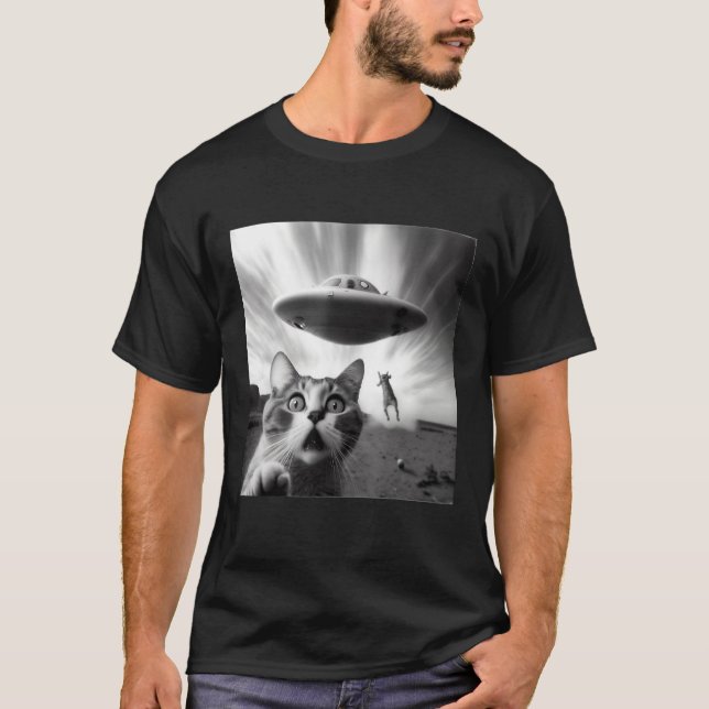 T-shirt Alien UFO  Cat (Devant)