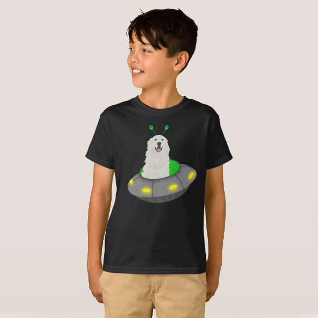T-shirt Alien UFO Great Pyrenees (Devant entier)