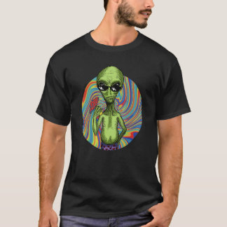 T-shirt Alien UFO Mushroom Psychedelic Trippy Outer Space 