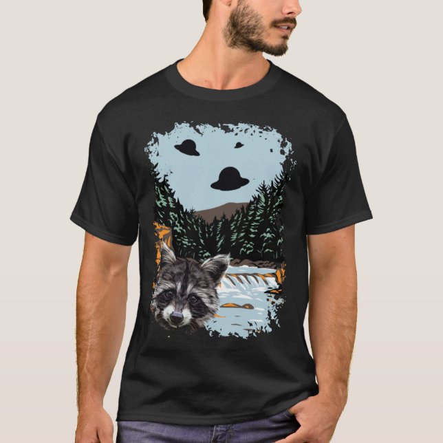 T-shirt Alien UFO Raccoon Lovers Extraterrestrial Encounte (Devant)