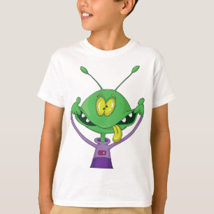 T-shirt Alien vert drôle faisant une grimace ridicule