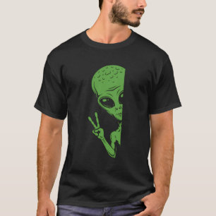 T-shirt Alien vert Peeking Funny Alien extraterrestrial S