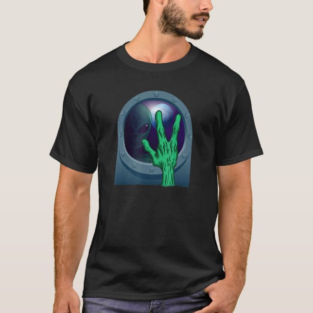 T-shirt Alien Vert Tête Ufo Croire Zone 51 Espace Entrer (Devant)