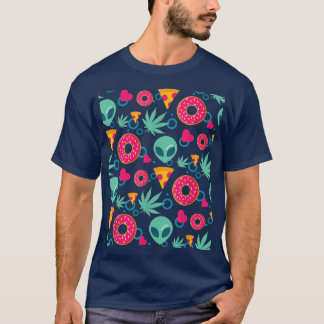T-shirt Alien Weed Pizza Donut Food Heart Motif Cool Sto