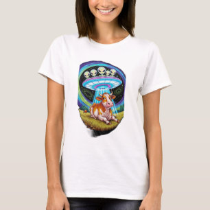 T-shirt Aliens enlevant des vaches mais la vache semble he