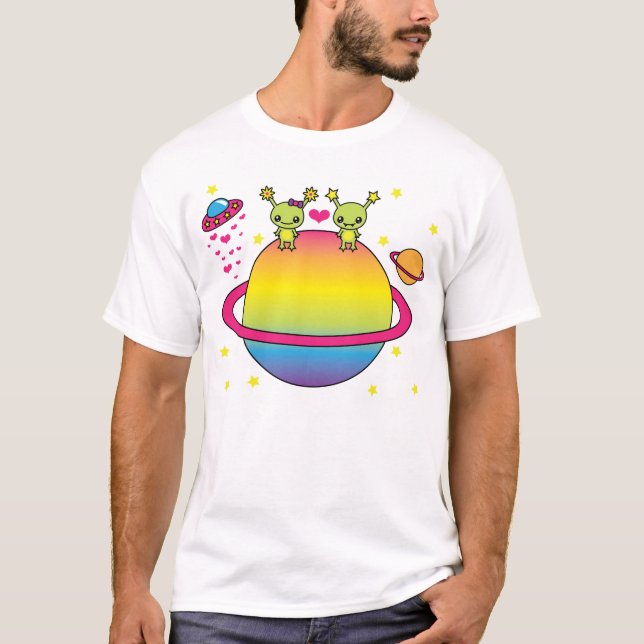 T-shirt Aliens mignons de Kawaii (Devant)