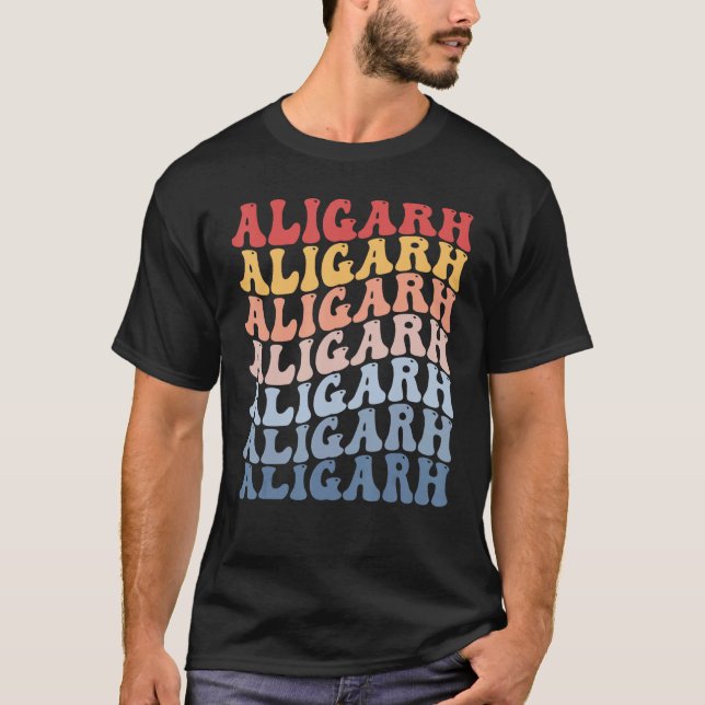 T-shirt Aligarh City Groovy Retro (Devant)