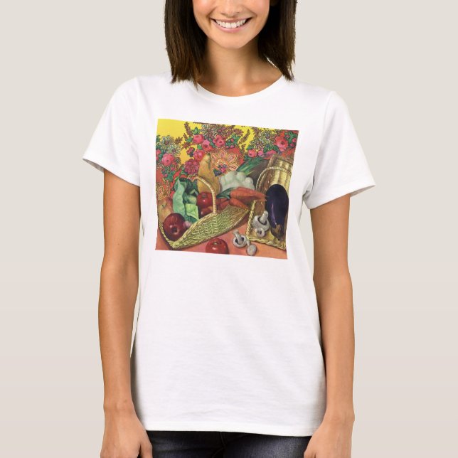 T-shirt Alimentation Biologique, Légumes de jardin, Fleurs (Devant)