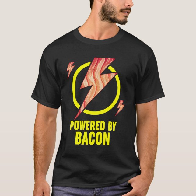 T-shirt Alimenté Par Bacon Funny Bbq Bacon Amateurs Pun Ca (Devant)