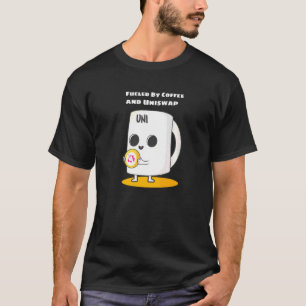 T-shirt Alimenté Par Café Et Crypto Cryptomonnaie Uniswap