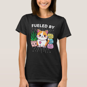 T-shirt Alimenté par chats plantes macarons drôle