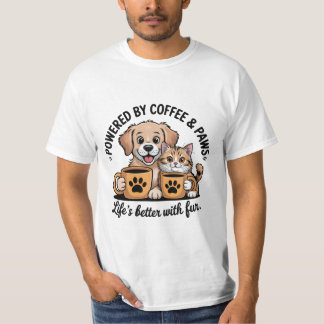 T-shirt Alimenté par du café et des pattes pour animaux de