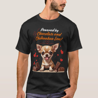 T-shirt Alimenté par l'amour du chocolat et des Chihuahua