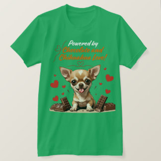 T-shirt Alimenté par l'amour du chocolat et des Chihuahua