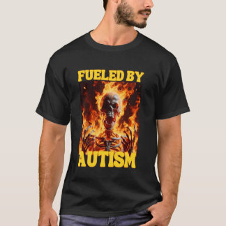 T-shirt Alimenté Par L'Autisme Drôle Cringe Dur Squelette