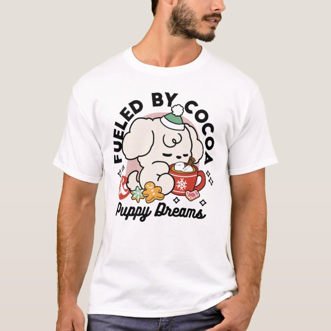 T-shirt Alimenté par le cacao et les Rêves de chiots - Chi (Devant)