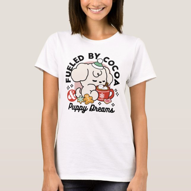T-shirt Alimenté par le cacao et les Rêves de chiots - Chi (Devant)