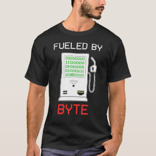 T-shirt Alimenté Par Le Geek Nerd Ordinateur Octet