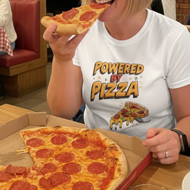 T-shirt Alimenté par Pizza Funny Foodie Graphic Tee (Créateur téléchargé)
