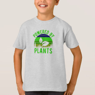 T-shirt Alimenté Par Plantes Funny Green Vegan Vintage cou