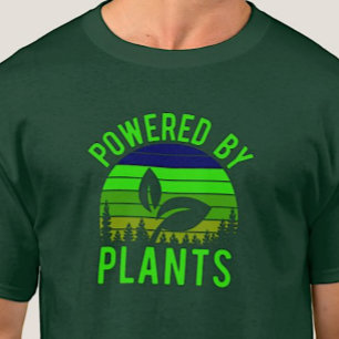 T-shirt Alimenté Par Plantes Funny Vegan Vert Vintage couc