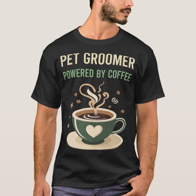 T-shirt Alimenté Par Un Groomer Pour Animaux De Café (Devant)