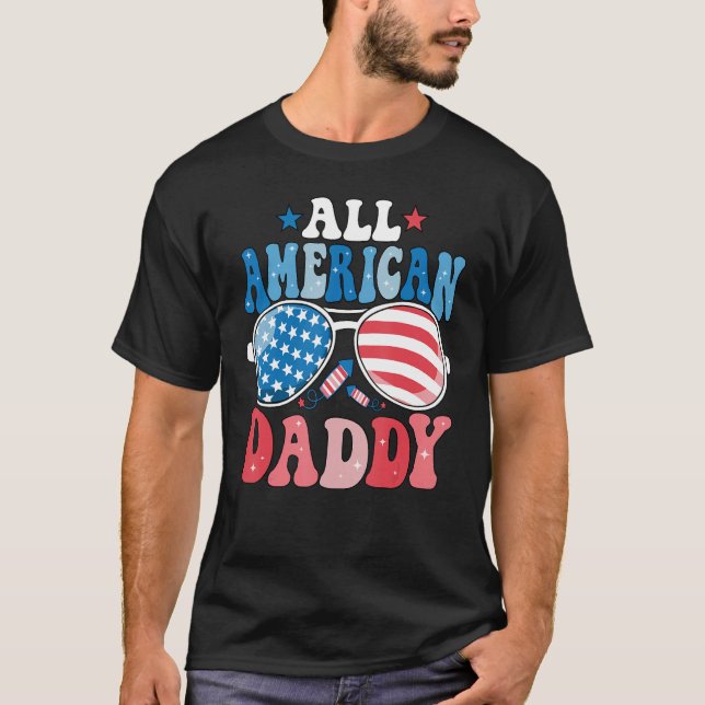 T-shirt All American Daddy Sunglasses 4th of July Family M (Devant)
