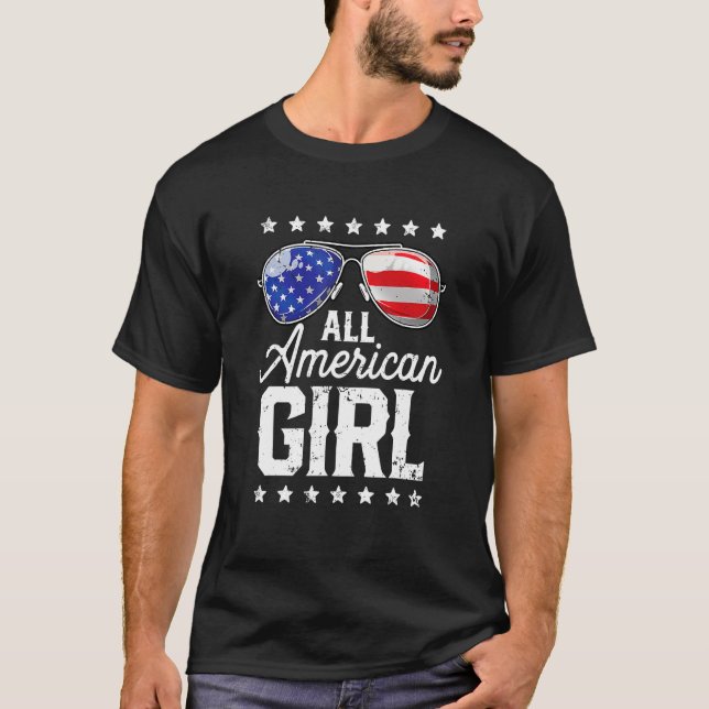 T-shirt All American Girl 4th Of July Family Matching Sung (Devant)