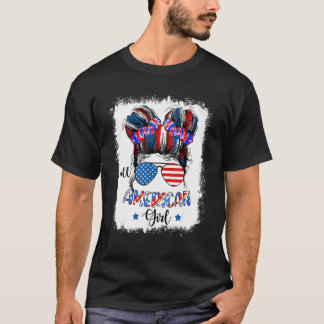 T-shirt All American Girls 4th Of July  Messy Bun Sunglass
