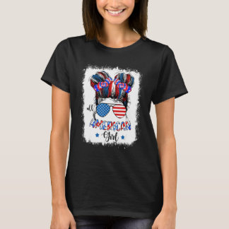 T-shirt All American Girls 4th Of July  Messy Bun Sunglass