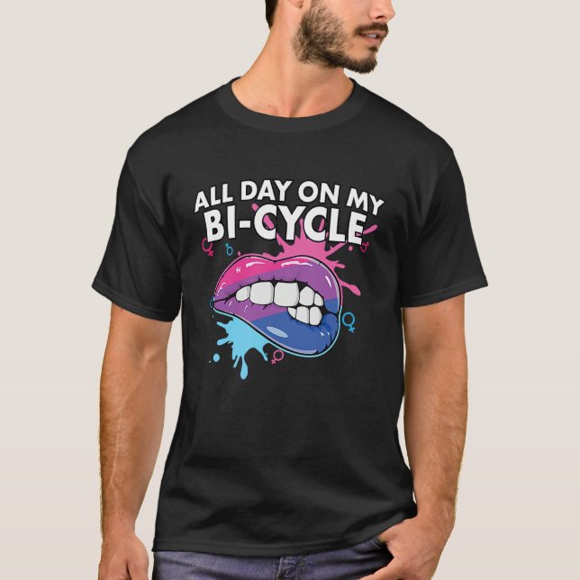 T-shirt All Day On My Bi cycle Bisexual Rainbow Pride LGBT (Devant)