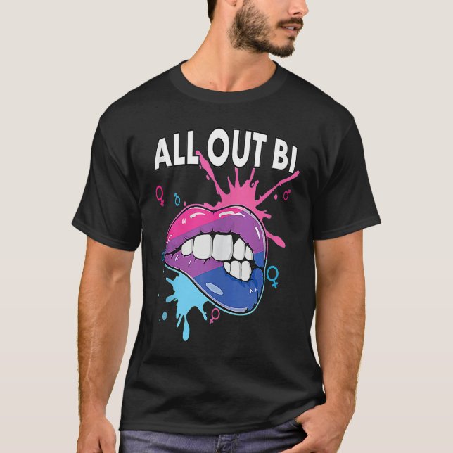 T-shirt All Out Bi Flag Bisexual Rainbow Pride Bisexuality (Devant)