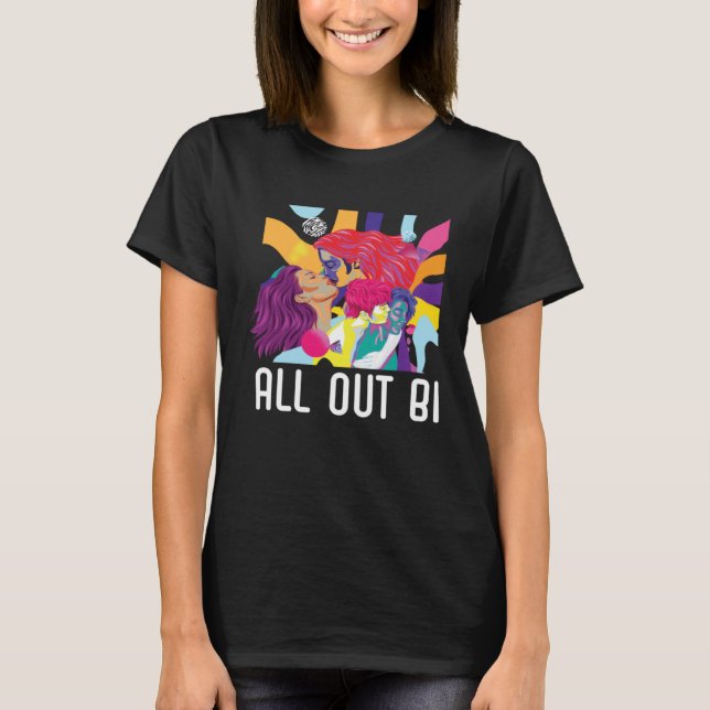 T-shirt All Out Bi Flag Bisexual Rainbow Pride Bisexuality (Devant)