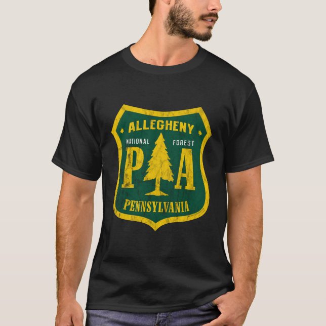 T-shirt Allegheny National Forest Pennsylvania Shield Look (Devant)
