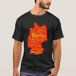T-shirt Allemagne Carte Ville Noms Mot Cloud Allemand Drap