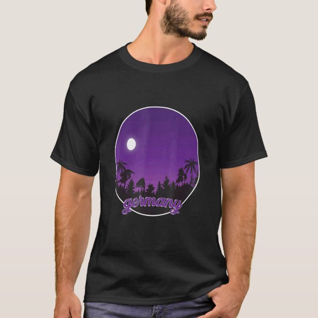 T-shirt Allemagne De Nuit Avec Palmiers (Devant)