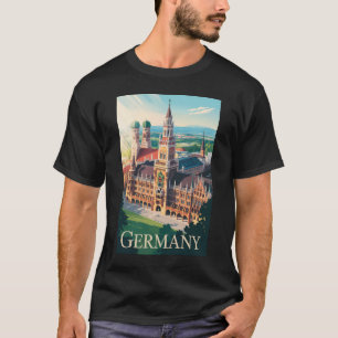 T-shirt Allemagne Munich Illustration Voyage Art Vintage