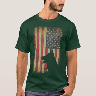 T-shirt Allemand Berger Américain Drapeau Amusant Chien Pr