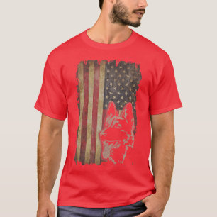 T-shirt Allemand Berger Américain Drapeau Amusant Chien Pr