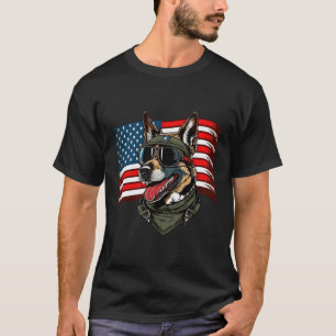 T-shirt Allemand Berger Américain Soldat Chien 4 juillet
