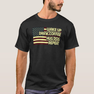 T-shirt Allemand Berger Café Hug Chien Répéter nous Améric