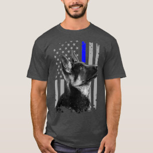T-shirt Allemand Berger K9 Unité Mince Ligne Bleue Drapeau