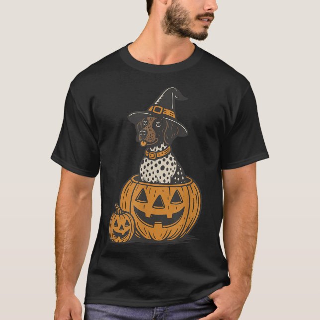 T-shirt Allemand Raccourci Inter Halloween Gsp Chien Maman (Devant)