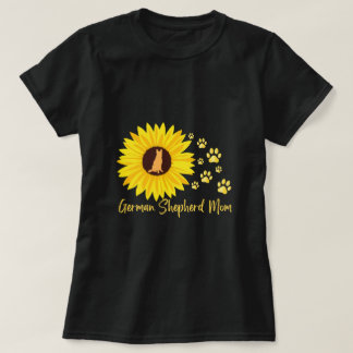 T-shirt Allemand Shepherd Maman avec tournesol et Empreint