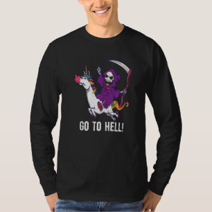 T-shirt Aller À L'Enfer Éffrayant Faucheuse Grim À L'Équit