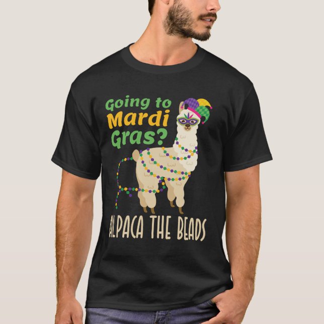 T-shirt Aller à Mardi Gras Alpaca les perles (Devant)