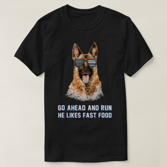 T-shirt Aller De L'Avant Exécuter Il Aime Fast Food Funny  (Design devant)