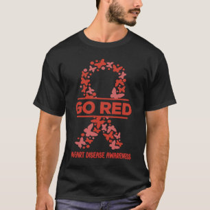 T-shirt Aller Rouge Pour Les Femmes Maladies Cardiaques Se