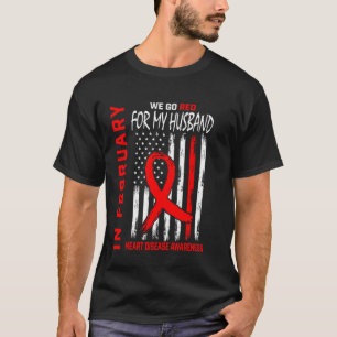 T-shirt Aller Rouge Pour Mon Mari Maladie Cardiaque Sensib